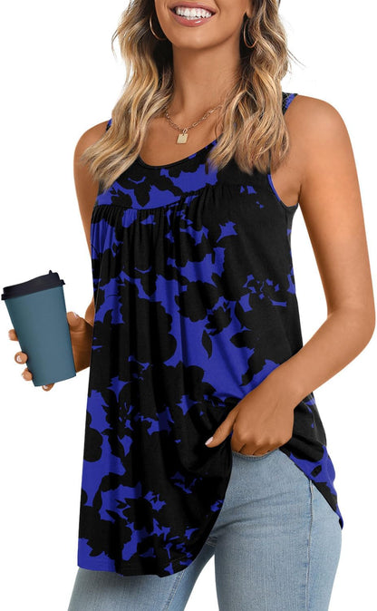Women'S Summer Casual Sleeveless Camis Tank Tops Loose Flowy Cute Tunic Pleated Lightweight Shirts