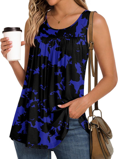 Women'S Summer Casual Sleeveless Camis Tank Tops Loose Flowy Cute Tunic Pleated Lightweight Shirts
