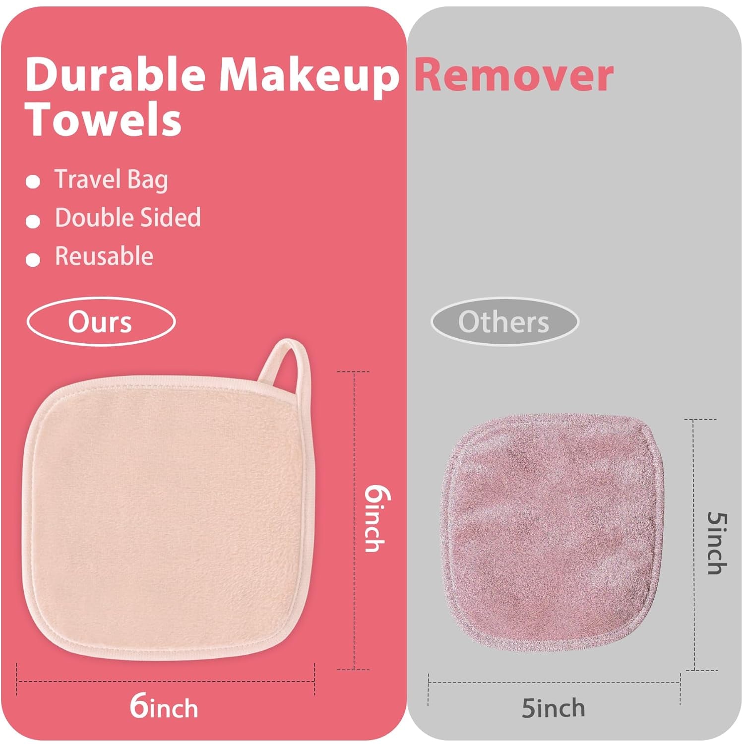 | Reusable Update Makeup Removing Microfiber Cloth for Sensitive Skin | Washable Makeup Remover Towels | Natural Facial Cleansing Towels (6”X 6”, 12 Pack / White)