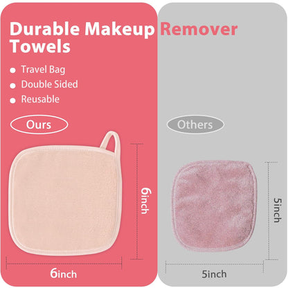 | Reusable Update Makeup Removing Microfiber Cloth for Sensitive Skin | Washable Makeup Remover Towels | Natural Facial Cleansing Towels (6”X 6”, 12 Pack / White)