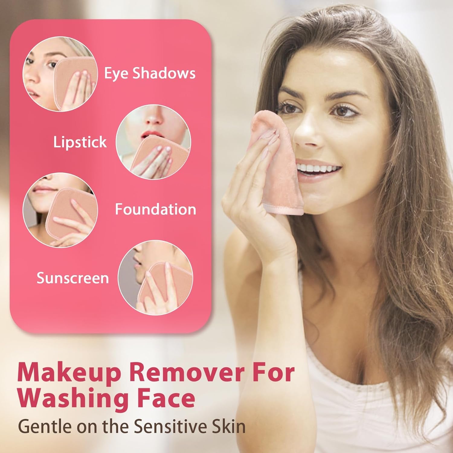 | Reusable Update Makeup Removing Microfiber Cloth for Sensitive Skin | Washable Makeup Remover Towels | Natural Facial Cleansing Towels (6”X 6”, 12 Pack / White)