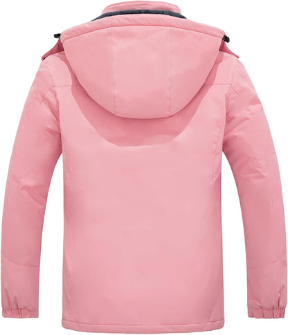Women'S Mountain Waterproof Ski Jacket Windproof Rain Jacket Winter Warm Hooded Coat