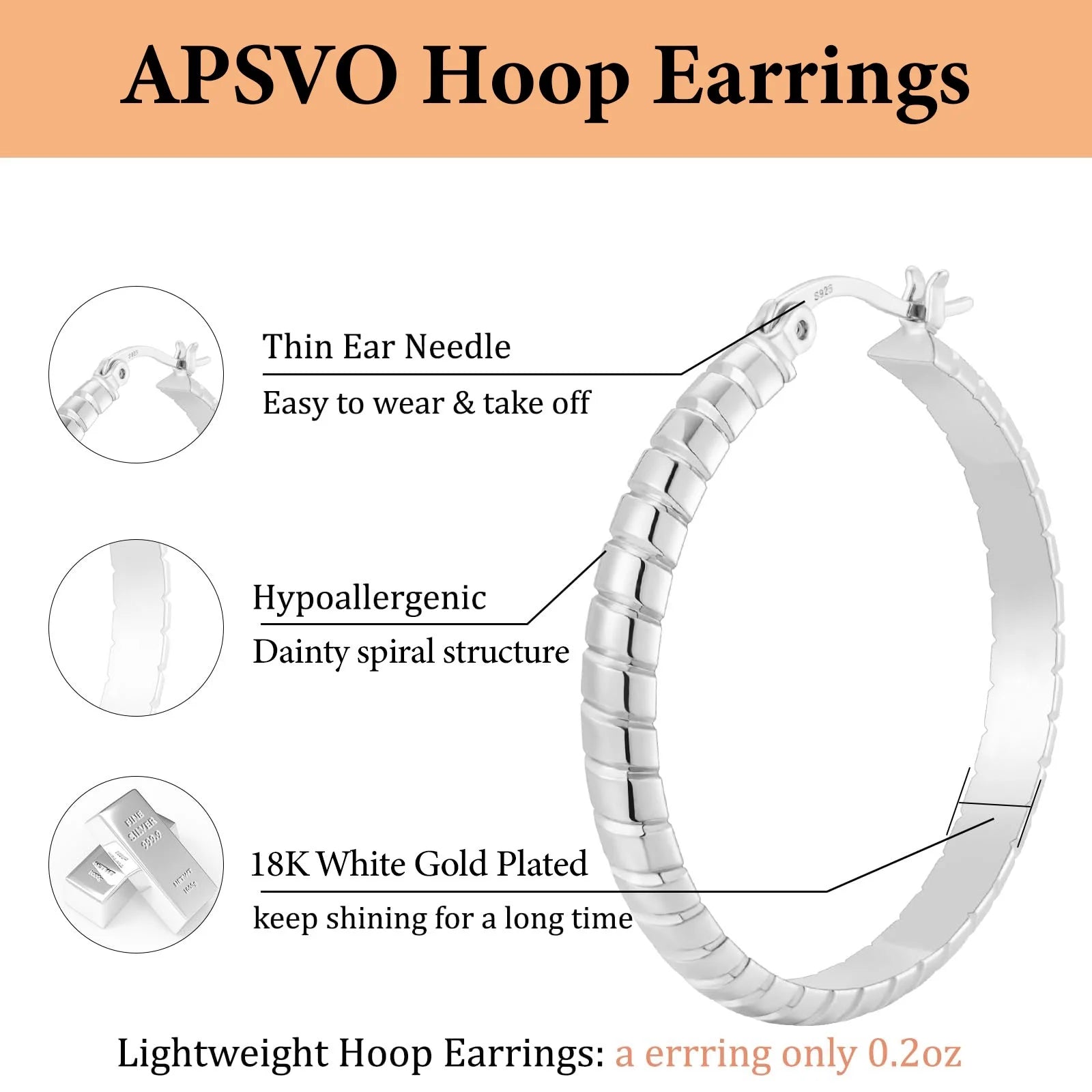 2 Pairs 18K Gold Plated Hoop Earrings for Women CZ Post Hypoallergenic Earrings Set Birthday Graduation Jewelry Gifts Her Mom Wife Girlfriend Female Lady Adults Ideas 20/30MM