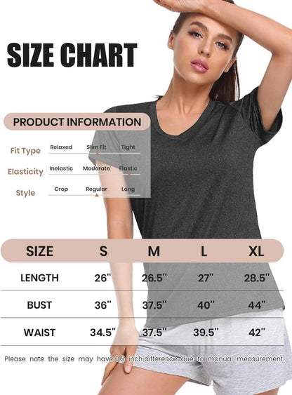 5-Pack Women'S Short Sleeve Dry Fit T-Shirt Moisture Wicking Athletic V-Neck Tee