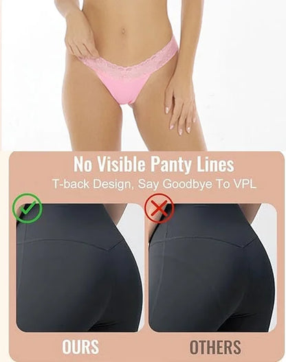 Lace Thongs for Women, 20-Pack Low Rise No Show Stay-Put Breathable